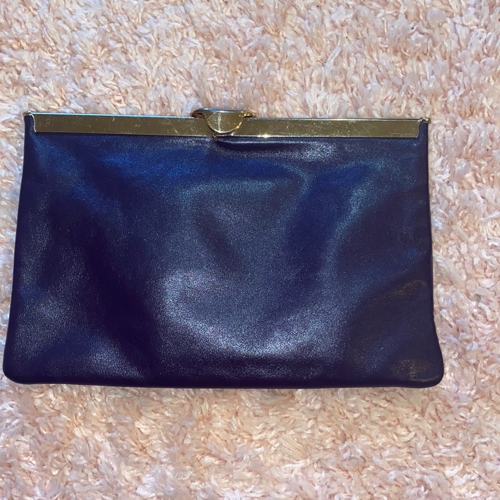 Etra genuine leather clutch plum purple